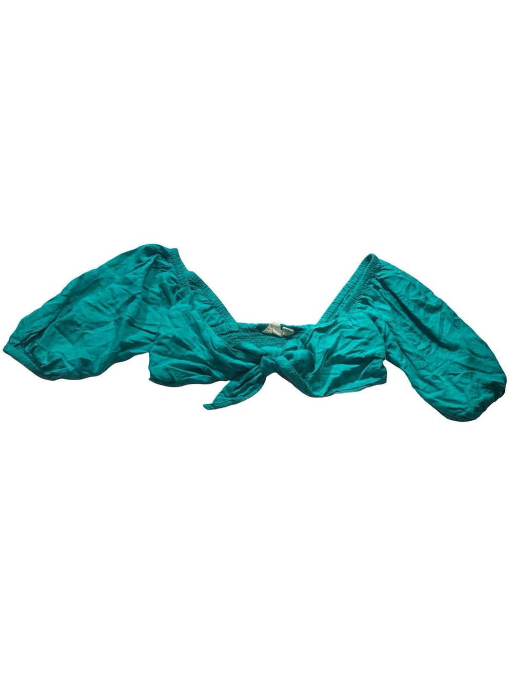 Billabong Teal Smocked Tie-Front Crop Top